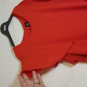 Bobeau Stretch Cocktail Dress Red Ruffle size Large polyester/spandex EUC 🎯